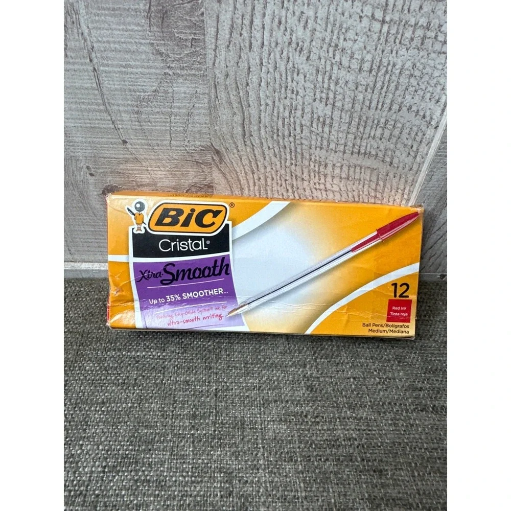 Bic Cristal Xtra Smooth Red Ink Ball Pens Medium/Mediana 12 Pack